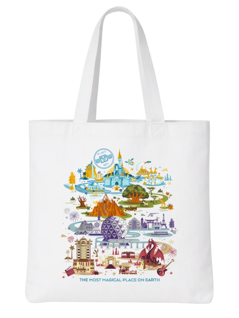 White Disney Themed Parks Graphic Tote Bag